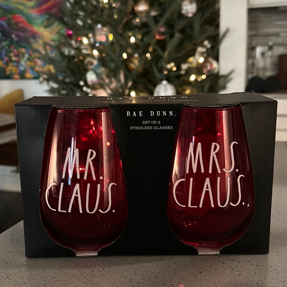 Rae Dunn Christmas Wine glasses